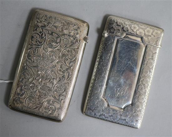 Two early 20th century silver card cases, largest 83mm.